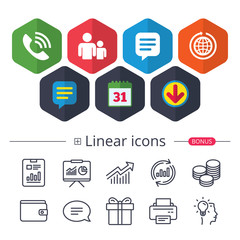 Group of people and phone call. Speech bubble.