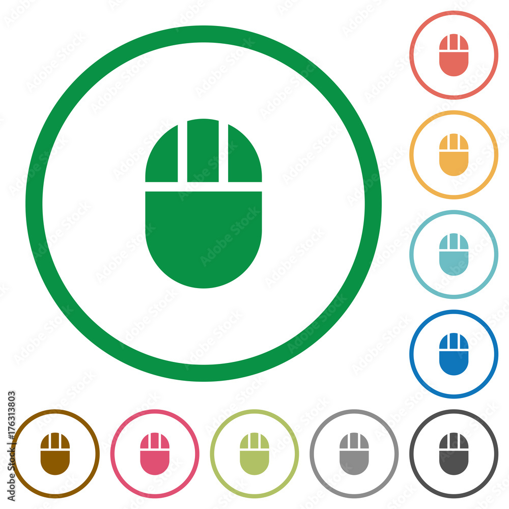 Poster three buttoned computer mouse flat icons with outlines