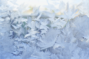 Frozen window, winter background