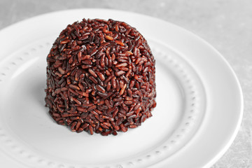 Cooked rice ball on plate