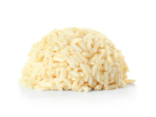 Cooked rice ball on white background