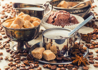 coffee cup and coffee beans