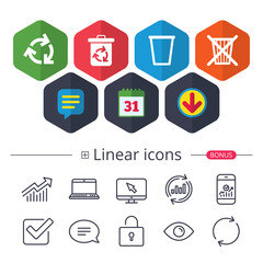 Recycle bin icons. Reuse or reduce symbol.