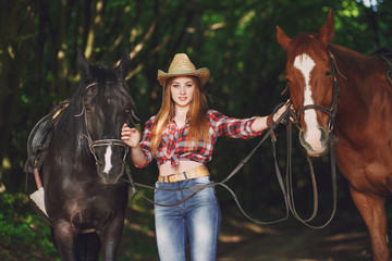 Obraz premium girl with horse