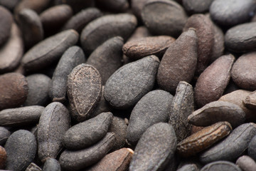 Close up pile of black sesame seeds background