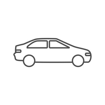 Car automobile icon outline silhouette on white background. Ground transport.