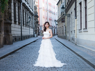 Obraz premium attractive asian woman wedding image in europe