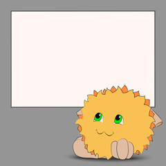 cute cartoon monster poster gray background