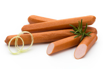 Fresh sausage isolated over white background.