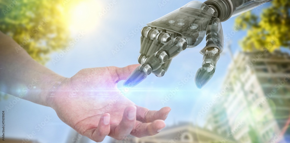 Poster composite image of hand of man pretending to hold an invisible