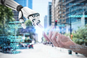 Composite image of hand of man pretending to hold an invisible