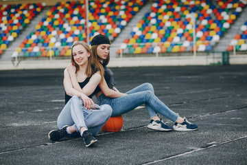 Girls with a ball