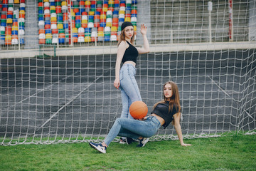 Girls with a ball