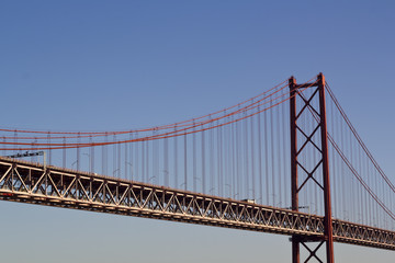 Red bridge ainst blue sky
