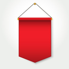 Red Pennant Template Hanging on Wall, vector