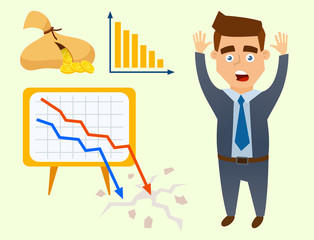 Crisis symbols concept problem economy banking business finance design investment icon vector illustration.