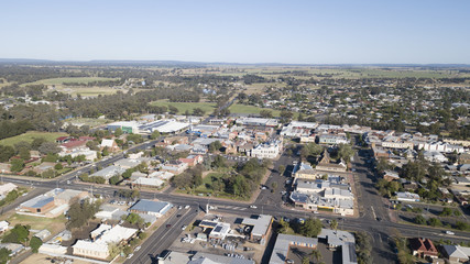 Fototapeta premium Aerial view of the town of Forbes New South Wales, Australia.