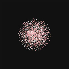 Pink gold glitter. Small sphere with pink gold glitter on black background. Captivating Vector illustration.