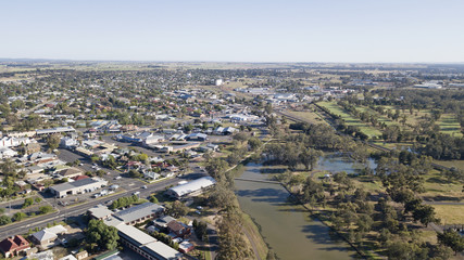 Aerial view of the town of Forbes New South Wales, Australia.