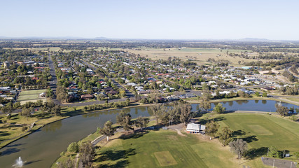 Fototapeta premium Aerial view of the town of Forbes New South Wales, Australia.