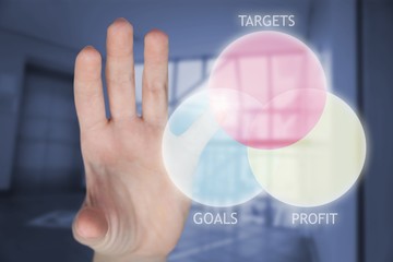 Composite image of cropped hand of woman gesturing around