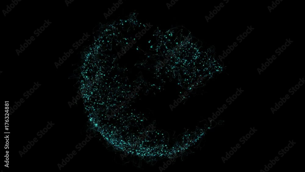 Poster particle effect with planet earth rotating animation future technology business concept in 4k(uhd)