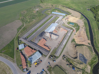 Top view of a small factory for firing bricks.