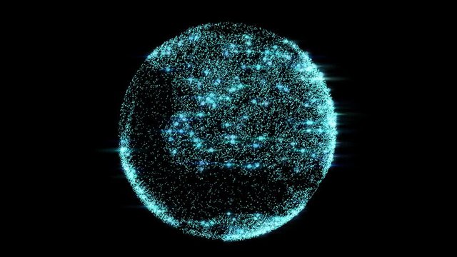 Particle effect with Planet earth rotating animation future technology business concept in 4K(UHD)