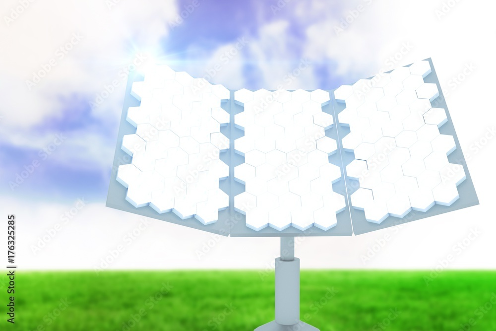 Poster composite image of digitally generated image of hexagon shaped