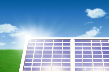 Obraz premium Composite image of solar panel equipment against white screen