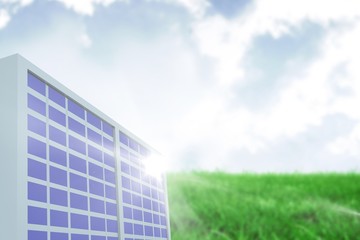 Fototapeta premium Composite image of solar panel against green landscape