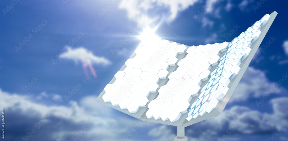 Poster composite image of vector image of hexagon shaped solar panel