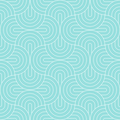 Pattern seamless circle abstract wave background stripe green aqua and white line colors. Geometric line vector.