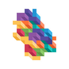 Abstract colorful modern composition isometric background