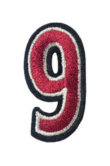 Number 9 of thread isolated on white background