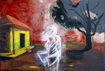 Ghost girl returned to the house. Memories of the dead souls