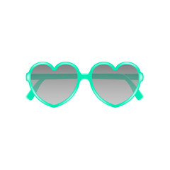 Sun glasses in shape of heart in cyan design