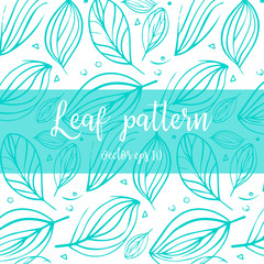 Hand drawn vector doodle pattern with leaves