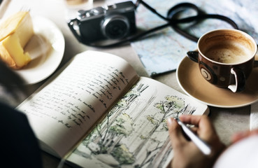 Artist drawing a forest