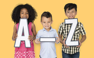 Little Children Holding A-Z Papercraft