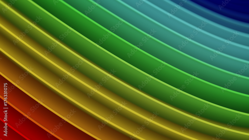 Poster rainbow gradient wavy curves abstract 3d rendering