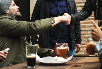 Diverse People Hang Out Pub Friendship