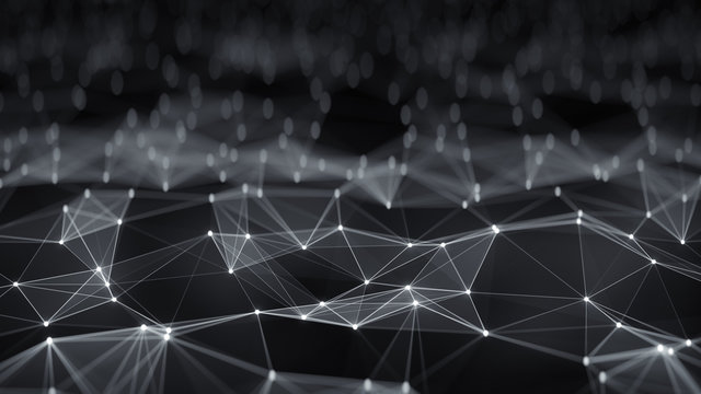 Futuristic network shape abstract render with DOF