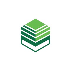 abstract green square building and architecture logo