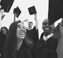 Group of diverse graduating students