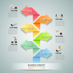Business concept infographic template 6 steps, Can be used for workflow, layout, steps, number options, timeline or milestones project.
