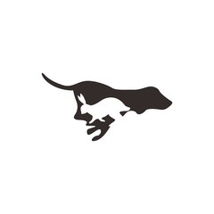 dog rabbit logo in negative space