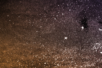 powder particles / A powder is a dry, bulk solid composed of a large number of very fine particles that may flow freely when shaken or tilted.