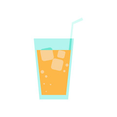 Fresh Orange Juice Simple Flat Illustration