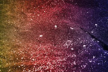 powder particles / A powder is a dry, bulk solid composed of a large number of very fine particles that may flow freely when shaken or tilted.